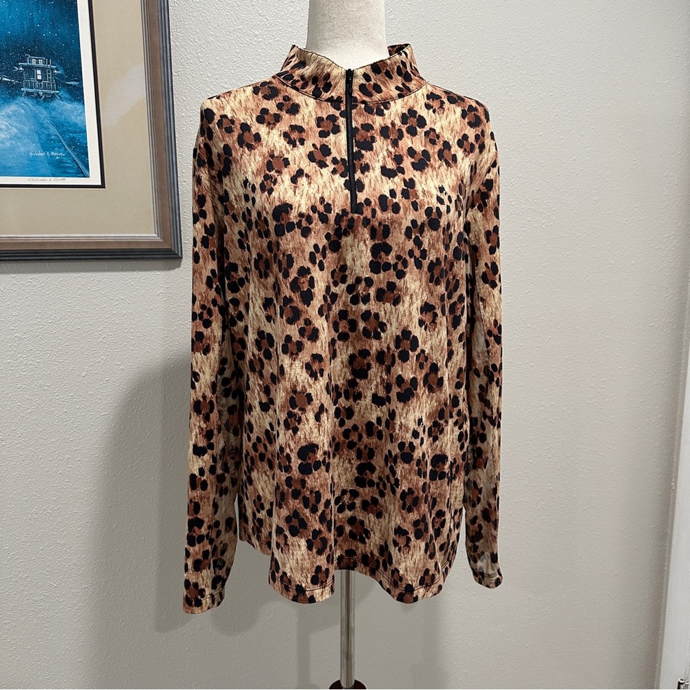 UIBKUL print, long sleeve mock neck, top size XXL